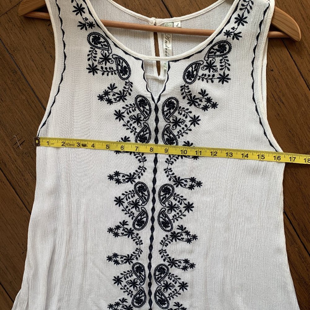 Andree Blue Embroidered Sleeveless Boho Tank Top - Picture 8 of 8